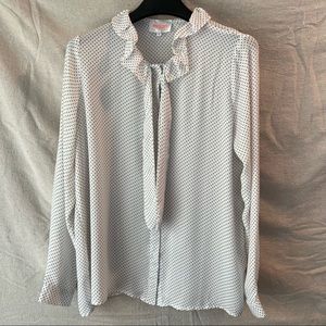 ModCloth Moon Brand Ruffle Tie Neck Blouse